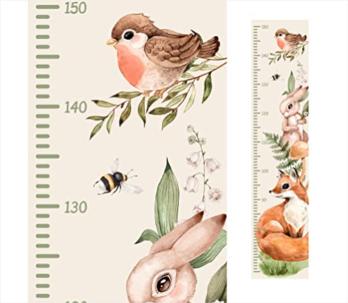 wolga-kreativ Messlatte Massband Messleiste selbstklebend für Kinder selbstklebend Fuchs Igel Hase Kinderzimmer Geschenk Baby Taufe Geburt