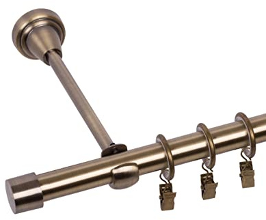 RENA Gardinenstange Vorhangstange - 19 mm - aus Metall - Lautlose Rollen - Komplettset - Antik Gold 160cm |Luna