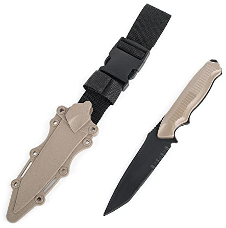 QIRUIMY Cuchillos tácticos de plástico, cuchillos de combate de goma flexibles con palos, amantes del entrenamiento de la pistola de aire CS Cosplay Modelo de la daga vestido (Marrón)