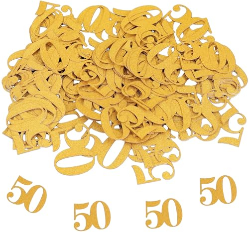GoldRock Konfetti Groß 50 Geburtstag Deko Gold,100 Stk Tischdeko Deko 50. Geburtstag Mann Frau,Streudeko 50. Geburtstage Deko,50 Geburtstage Mann Deko,Streudeko zum 50 Jubiläum,Goldene Hochzeit Deko
