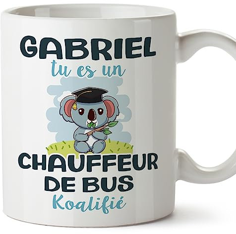 Mugffins Tasses Personnalisables pour CHAUFFEUR DE BUS homme - En Français - Cadeau Personalisé- Koalifies Personalisés - 11 oz / 330 ml