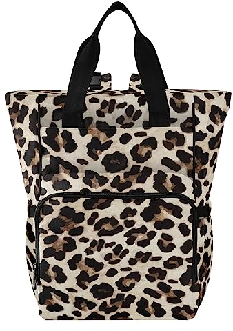 ISAOA Gelber Leoparden-Tier-Geparden-Muster, Wickeltasche, Rucksack für Damen und Herren, großer Laptop-Rucksack, Reiserucksack, Tagesrucksack, Lunchtasche mit isolierten Taschen, Kinderwagengurten,