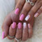 24PCS Medium False Nails with Glue Stickers,Coffin Full Cover Acrylic Press on Nails no Glue,Pink Glitter French Fake Nails for Women and Girls Nail Art