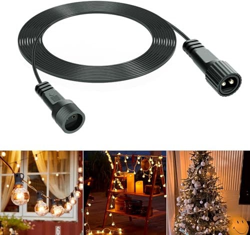 Etopgo 10M/33Ft Christmas Lights Extension Cable, Waterproof for Indoor & Outdoor Use, 2 Pin Works with G40, Icicle & Net Lights