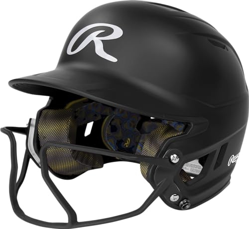 Rawlings | MACH HI-VIZ Fastpitch Softball Batting Helmet | Face Guard Attached | Black | Junior - 6 3/8 - 7 1/8