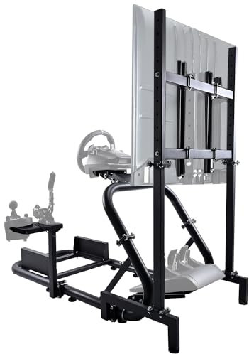 Anman G29 Professional Flight Simulator Cockpit (50MM Round Tube) with Monitor Stand Fit for Logitech G920,Thrustmaster,Fanatec Professional Racing Mount Without Wheel Pedal Handbrake Seat