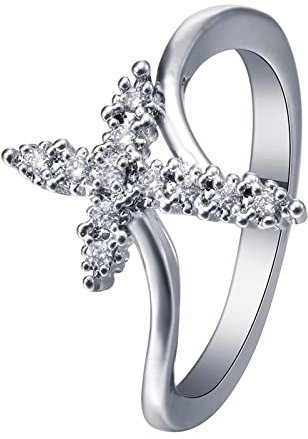 ANAZOZ Bague Femme Croix Scintillante Taille 62.5 Fantaisie