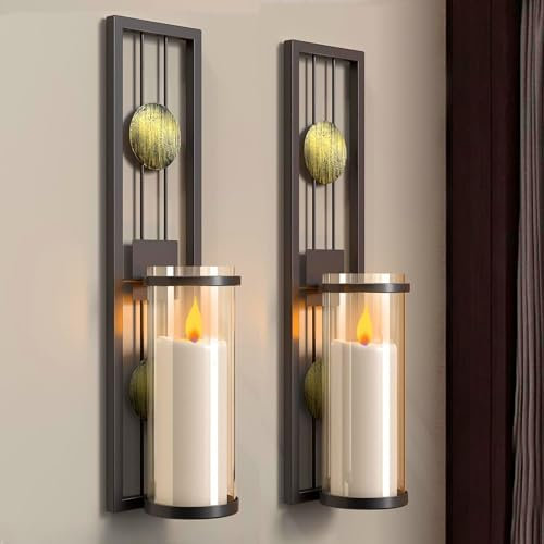 Shelving Solution Wandleuchter mit Kerzenhaltern, Metall, Antik-Bronze-Stil, klassische Heimdekorationen (ohne Kerze), für Wohnzimmer, Badezimmer, Esszimmer, 2 Stück