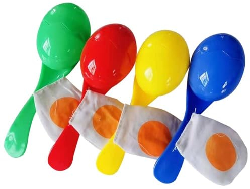 Juego de Carrera de Cuchara de Huevo con yema Juego de Carrera de Huevo y Cuchara de plástico de 4 Piezas Juguete de Carrera de relevos de Equilibrio para Deportes al Aire Libre