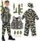 Udekit Deluxe Armée Uniforme Cosplay Costume Soldat Tenues avec Uniforme, Gilet Tactique, Grenade, Sabre, Balle, Interphone et Autres Jouets pour Enfants de 6 à 8 Ans