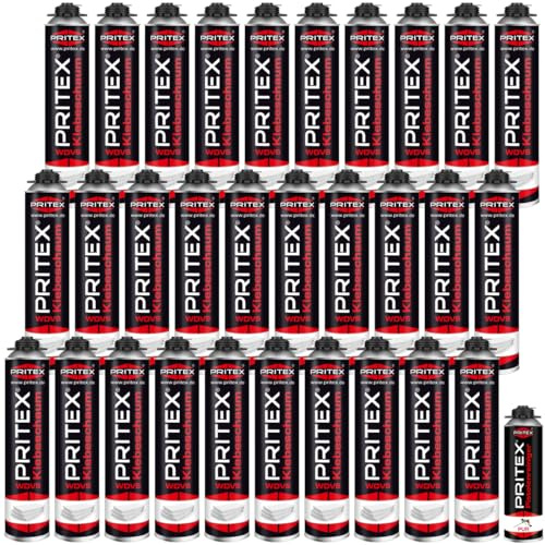 PRITEX WDVS Klebeschaum Set 30x 750ml, Dämmstoffkleber inkl. Reiniger