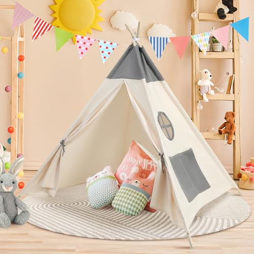 Sleeleece Tipi Zelt für Kinder,Tippi Kinderzelt mit Wimpelkette,Kinderzelt Outdoor Kinderzimmer Mädchen kinderzelt für drinnen spielzelt Kinder