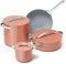 Caraway Cookware+ Collection – Spezial-Kochgeschirr-Set – Petite Cooker, Bratpfanne, Rondeau & Suppentopf – 3 Deckel und Aufbewahrungs-Organizer im Lieferumfang enthalten – Perracotta