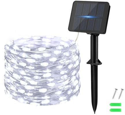 Dalugo Solar Fairy Lights Outdoor, 5M/16.4Ft 50 LED Solar String Lights Copper Wire Waterproof Cool White Solar Powered Fairy Lights for Garden, Tree, Party, Wedding, Christmas