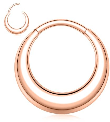 16g Septum Rings Daith Piercing Jewelry 316L Stainless Steel Septum Jewelry Septum Piercing Septum Clicker Cartilage Earring 8mm Rose Gold