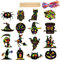 DERAYEE 48 Blätter Halloween Kratzbilder,Kratzmalerei Scratch Art Kits, Rainbow Crafts Magic Scratch mit 12pcs Holzstift und 48pcs farbigen Band Halloween Geschenk für Kinder und Erwachsene
