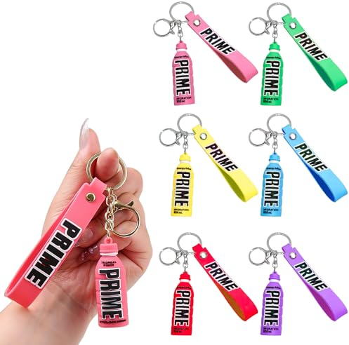 AWSGHLF 6PCS Bottle Style Keyrings Set - Metal Rubber PVC Keychain WaterProof Key Accessories Keyring Holder for Bags, Luggage, Keysets, Ideal Gifts for Men and Women