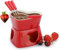 TOLIDA Ceramic Chocolate Fondue Set, Heart-Shaped Chocolate Melting Pot, Porcelain Cheese Fondue Pot with 4 Forks, 320 ml, Mini Heat Resistant Burner, Tea Light Fondue for Sweets, Butters, Cheese