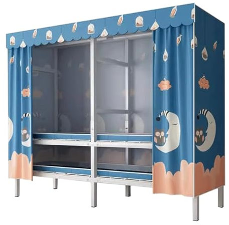 KLJUddGY Armario Armario Grande con Marco de Hierro y Metal, Armario Plegable para Ropa, luz Colgante para Dormitorio, Armario portátil ordenado