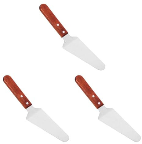 OKUMEYR 3St Backspatel Pizza Kochen Tortenheber Spachtel dreieckig Tortenspatel Spachteldreieck käse messer gemüseschaufel Silberfarben Käsemesser Backwerkzeug kuchen Backschaufel Bambus