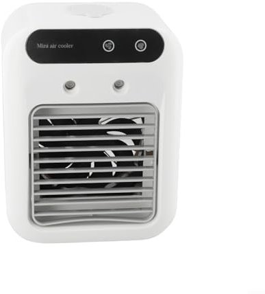 EXTRWORY Ventilador portátil de aire acondicionado recargable por USB, para escritorio, oficina, coche, viajes, batería de 1800 mAh, silencioso, 2 velocidades, 2 modos de niebla, color blanco