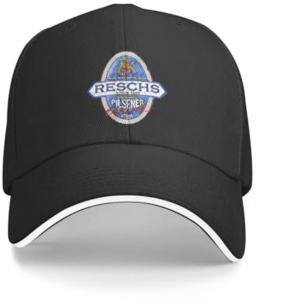 Basecap für Herren Schwarze Baseballcap RESCHS Pilsener Bier Label Hip Hop Strand Snap Back Hut
