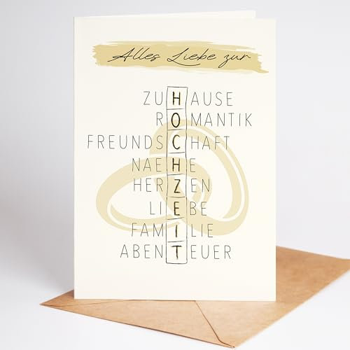 Lovely Cards - Rätsel Hochzeitskarte - Premium Karte zur Hochzeit - Hochzeitskarten - Glückwunschkarte - Geschenkideen zur Hochzeite Grußkarte Vermählung Just Married Wedding Herz DIN A6