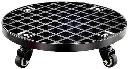 Robuster Pflanzwagen aus GFK mit Rollen, robuster Metall-Rundwagen, Industriequalität, PU-Rollen, Aluminiumkante, für den Außenbereich, 43 cm, Schwarz