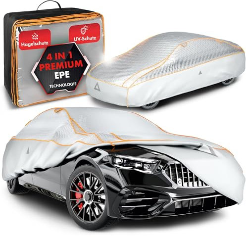 WALSER Premium Lona protectora contra granizo para coche, lona protectora contra granizo EPE Sun Protect con protección UV, cubierta para garaje 100 % impermeable, lona protectora para coche Talla 3