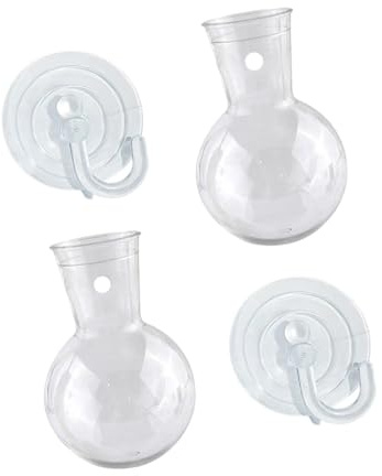 Lot de 2 ou 4 bulbes de propagation de plantes avec crochets à ventouse, vase transparent à suspendre de 6,5 x 10 cm, station de propagation de fenêtre pour jardinage domestique