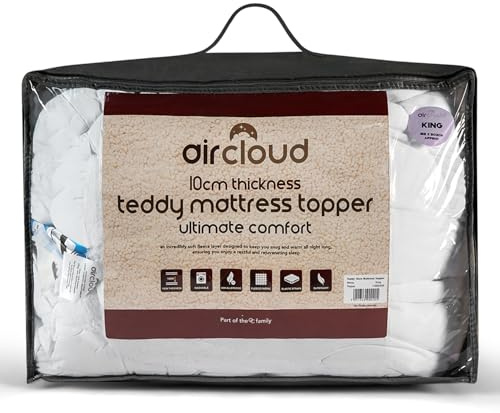 GC GAVENO CAVAILIA Teddy Fleece Mattress Topper Small Double - Extra Thick 10Cm Deep, Breathable Microfiber, Hypoallergenic, Washable, Elasticated Corner Straps, 4ft Mattress Topper (90 X 190 Cm)