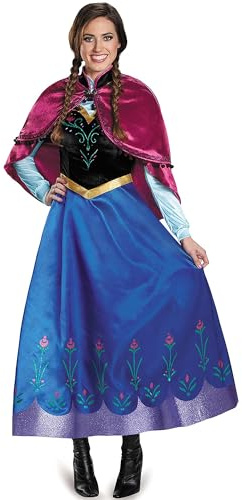 New front Costume de princesse Anna pour femmes robe avec tête pour déguisement et cosplay carnaval fête d'anniversaire fête jeu de rôle robe, bleu,L
