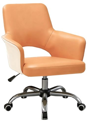 GIZNXBA Computerstuhl Mit Mittlerer Rückenlehne Bürostühle Mit Gepolsterten Armlehnen Ergonomischer Chefsessel Mit Rückenstütze Bequeme Ledersessel Für Das Wohnzimmer(Orange A)