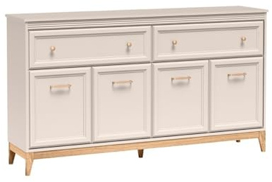 Masseno Kommode CUNEO 179 cm Sideboard mit 2 Schubladen und 4 Türen für Wohnzimmer Schlafzimmer Modern 179x40,5x100 cm Kaschmir