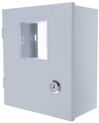TOMETURE Caja de Protección para Medidor Eléctrico Tapa Contador Luz, Estructura de Hierro sin Fondo y Puerta Transparente para Instalación Exterior E Industrial
