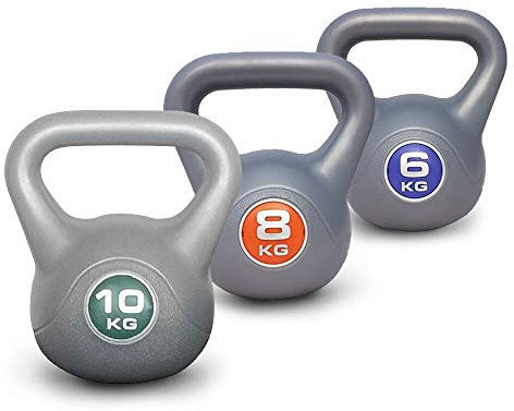 UK Fitness home gym kettlebell set weights 2kg 4kg 6kg 8kg 10kg 12kg 14kg kettle bells exercise equipment for home use (6-8-10 kg)