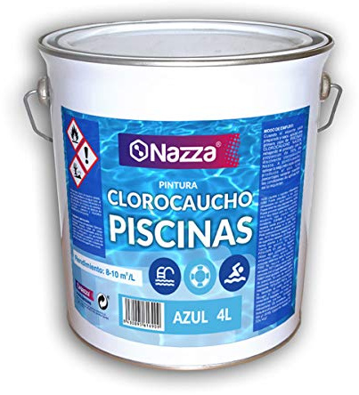 Pintura de Clorocaucho para Piscinas Nazza | Color Azul | Resistente a los productos de limpieza | Piscinas de hormigón y cemento | 4 Litros