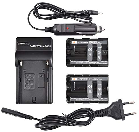 DSTE Lot de 2 Batteries NP-FM500H + Chargeur Rapide Double USB Compatible avec Sony Alpha SLT-A57 A65 A65V A77V A99 CLM-V55 DSLR-A100 A200 A300 A350 A450 A500 A550 A560 A580 A700 Appareils Photo