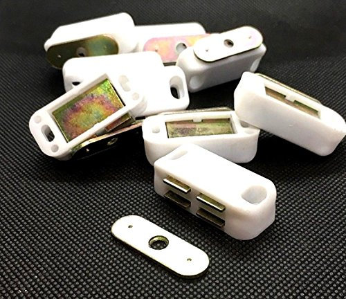 4 x Magnetic Catches White Magnet Cupboard Wardrobe Door Catch Locks With Fixing Screws