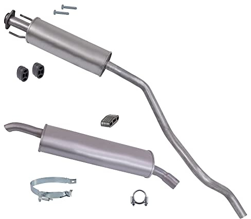 BESTPRICE ATP Auspuff Schalldämpfer Set 1x Mittelschalldämpfer, 1x | Kompatibel mit: OPEL ASTRA F Caravan, ASTRA F Kasten/Kombi