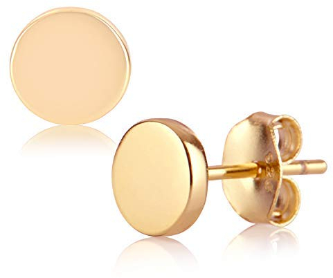 Brandlinger ® Ohrstecker Silber 925 rund (Gold und Silber). Schmuck Damen vergoldet mit 18 Karat Gelbgold für Frauen und Mädchen. Größe der Ohrringe 5,5mm.