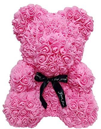 LIOOBO Rose Ourson Ours Artificielle Toujours Cadeau Anniversaire Anniversaire Cadeau Saint Valentin - （25cm） (Rose)