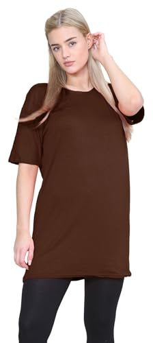 janisramone® Womens Short Sleeve Tunic T Shirts, Round Neck Oversized T Shirts for Women UK, Soft Comfortable Pj Dress, Perfect Summer Longline Ladies Tops