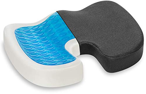 Vitabo Ergonomisch geformtes Sitzkissen | Steißbein-Kissen aus Memory-Schaum mit Gel-Polster (Schwarz)