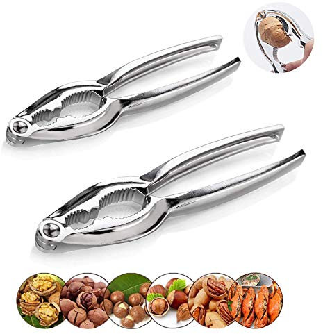 Nussknacke,2 Stück Nussknacker Walnussknacker,Edelstahl Nußknacker Walnüsse Haselnuss Zinkdruckguss für Walnussknacker Nutcracker Geeignet Nüsse oder Schalentiere - Silber