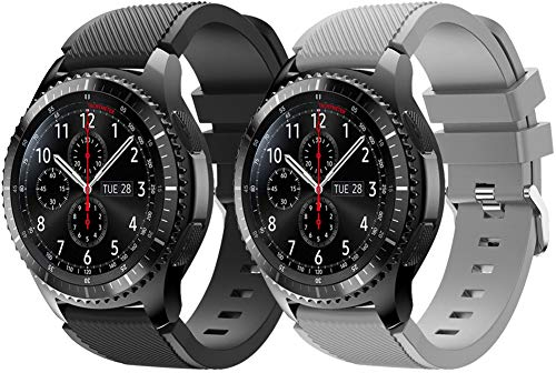 Bracelet Vouzhui Compatible avec la Montre Samsung Gear S3 Frontier/Gear S3 Classic/Galaxy 46 mm/huami amazfit 2/Montre Huawei GT, Bracelet de Sport en Silicone Souple de 22 mm