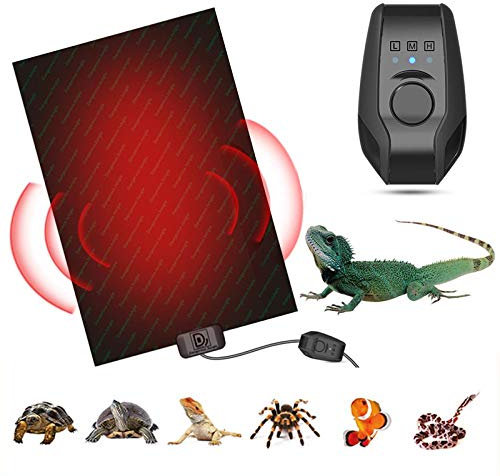 PJDDP Reptile Heating Mat with Temperature Adjustment, Reptile under Tank Heating Pad, Terrarium Heat Mat for Reptiles Tortoise Snakes Lizard Gecko Hermit Crab Turtle Amphibians,5W
