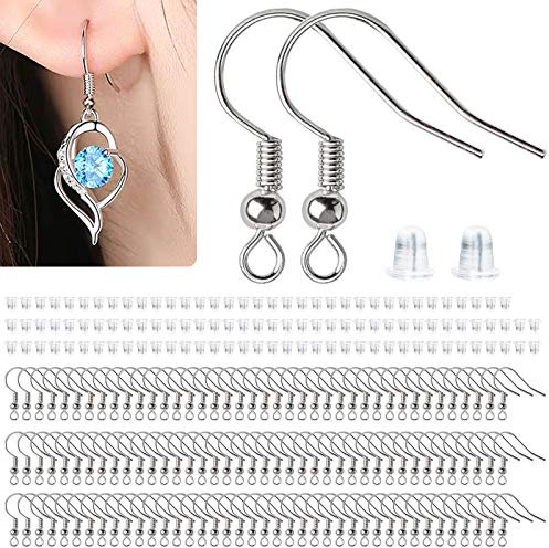 240Pcs Hypoallergenic Silver Ear Wire Hooks and Backs - Earring Making Supplies for DIY Jewelry Making