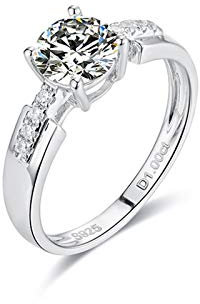 Kihomedy Memory Ring Weissgold für Damen, 14 Karat (585) Gelbgold mit Vier Klauen 1Ct Weiß Moissanit Freund Geschenk Vorhanden 56