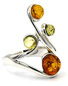 MyBer Ring bärnsten bärnstensring smycken kvinnor silver 925 PMBER28, Silver, Bärnsten